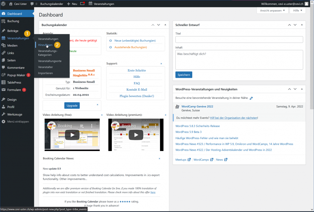 Terminplaner öffnen Terminplaner öffnen